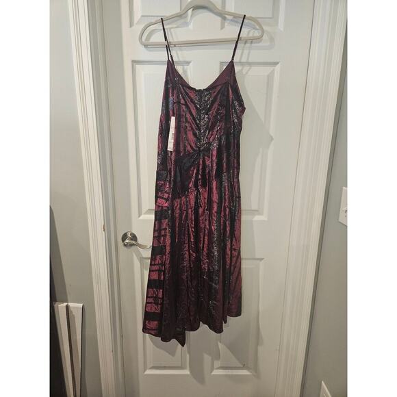 Parker Womens Selma Velvet‎ Metallic Midi Dress Burgandy Purple Womens 8 NWT - Picture 6 of 7